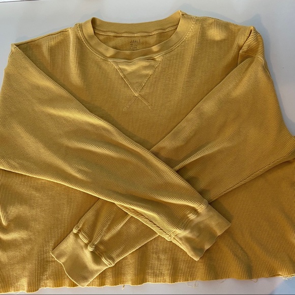 Brandy Melville mustard yellow waffle shirt - Picture 2 of 4